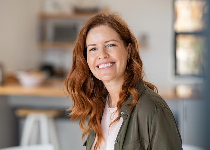 middle aged woman smiling